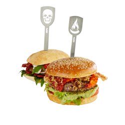 Zestaw 2 szpikulców do burgerów czaszka/płomień TORRO
