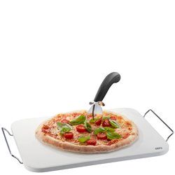 Zestaw: nóż do pizzy + kamień ze stojakiem prostokątny DARIOSO